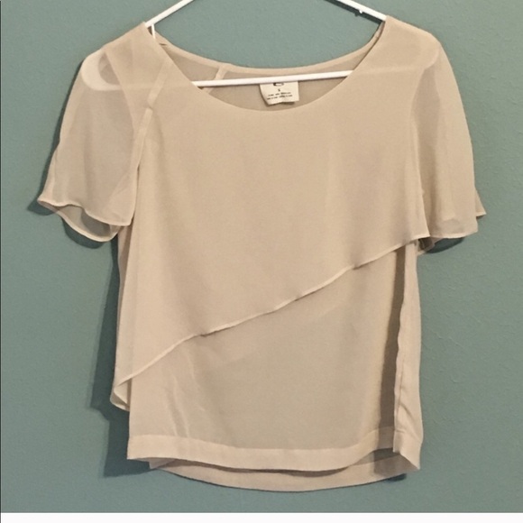 Pins and Needles UO Urban Outfitters Double-Layer Layered Blouse Beige Small - Picture 8 of 8